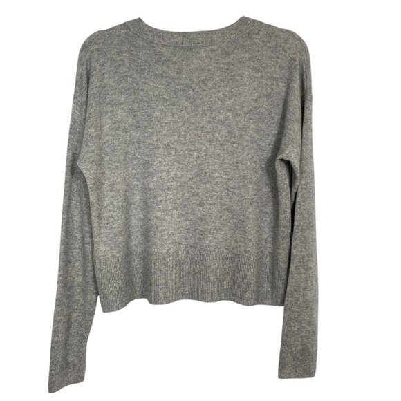 Rachel Zoe 2-Ply Cashmere Cropped Crew Neck Pullover Sweater Neutral Gray Size L - Picture 4 of 10